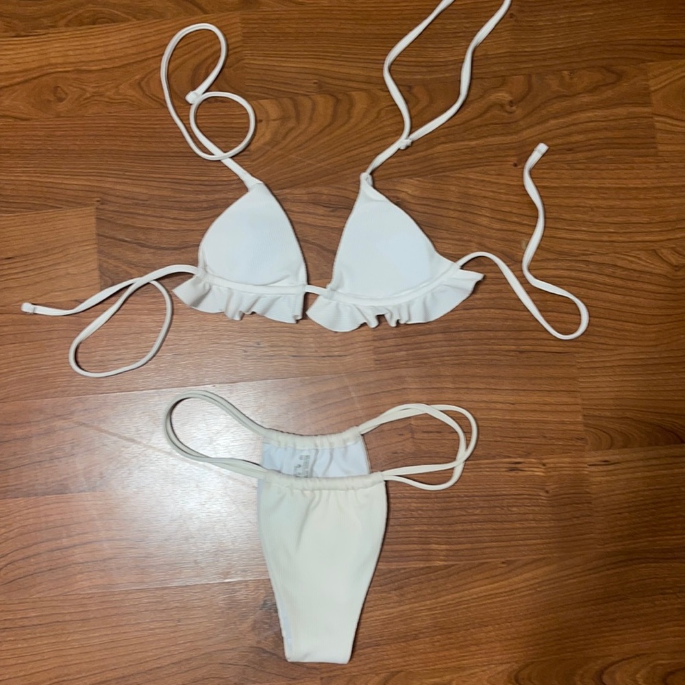 White bikini set.